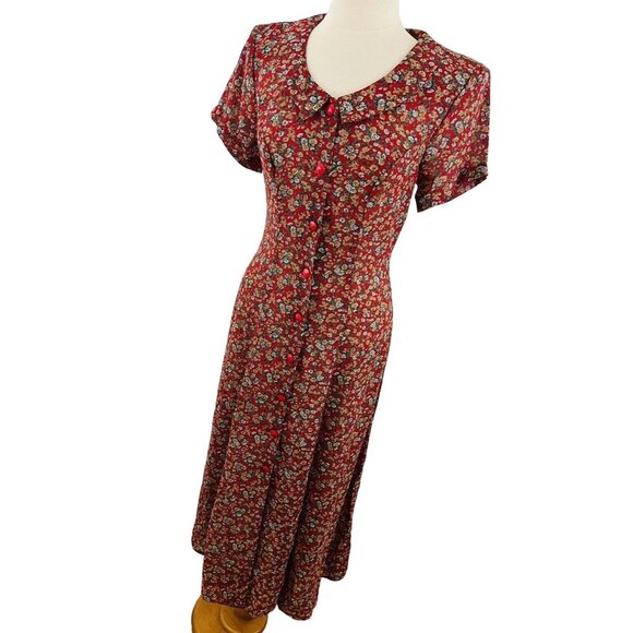 Vintage Joni Blair Women's 9 Dress Maxi Floral Cottagecore Prairie Button Front - Picture 9 of 12